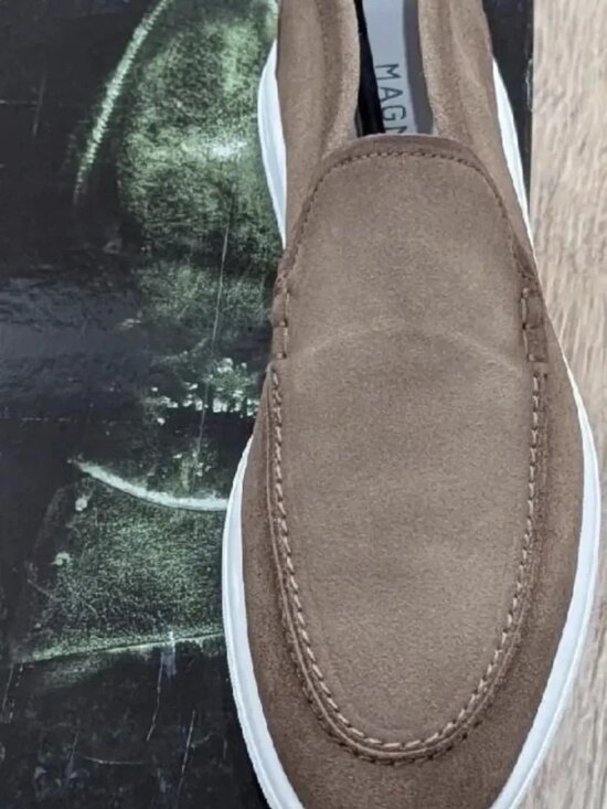 $395- Magnanni Garron Men\'s Slip On Suede Loafers Washed Taupe - RARE main image 7